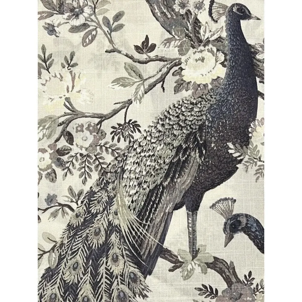 Laura Ashley Belvedere Peacock Curtains 2 Panels Navy Blue Green Ivory 38”x 96”